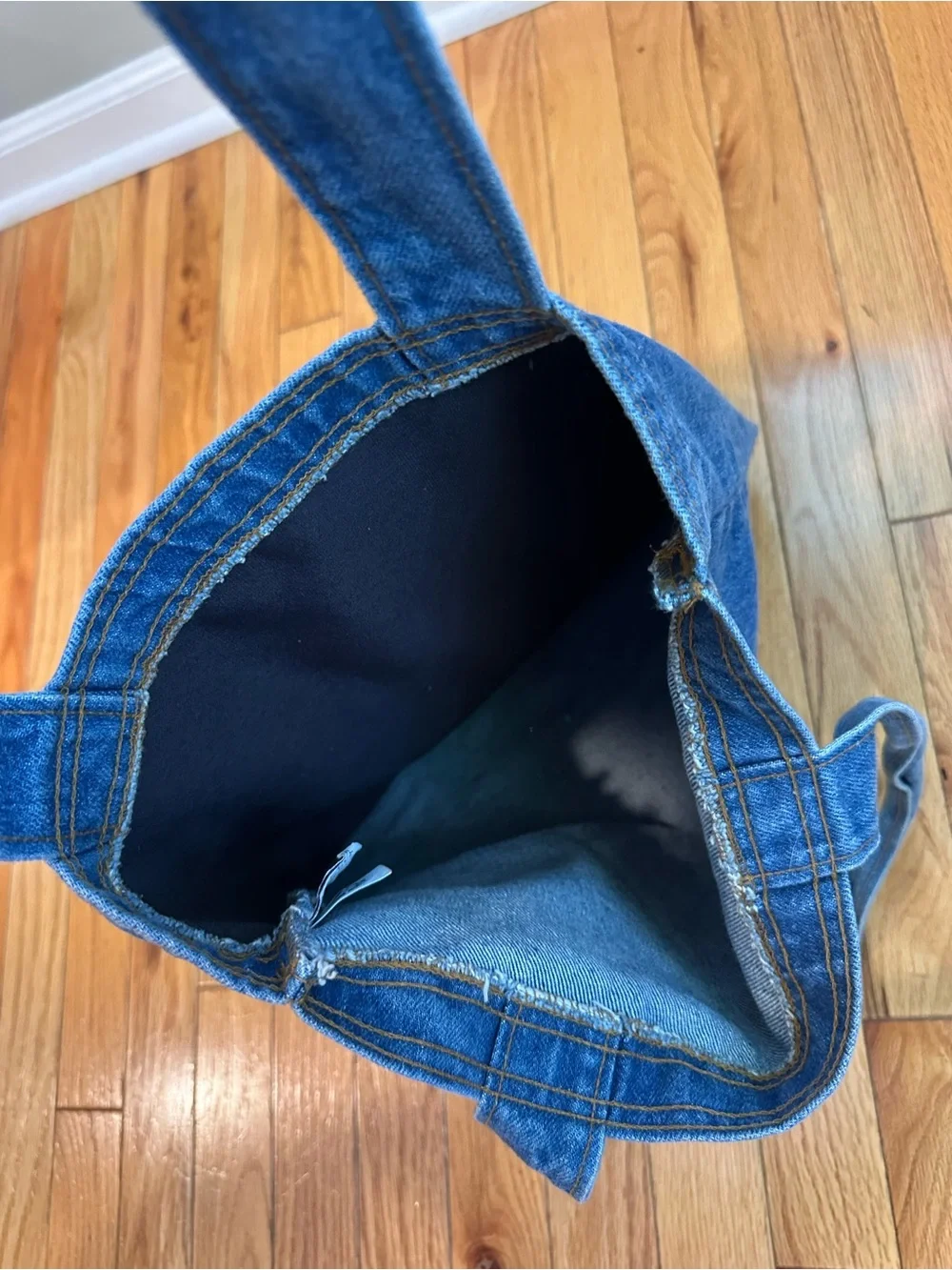 Vintage Mustang Motorcycle Denim Embossed Tote Bag Made in USA Tyco